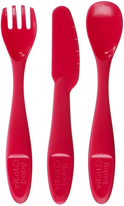 Vital Baby NOURISH Perfectly Simple Cutlery Set, 15-piece, red
