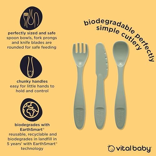 Vital Baby NOURISH biodegradable cutlery set, 15 pieces, grey