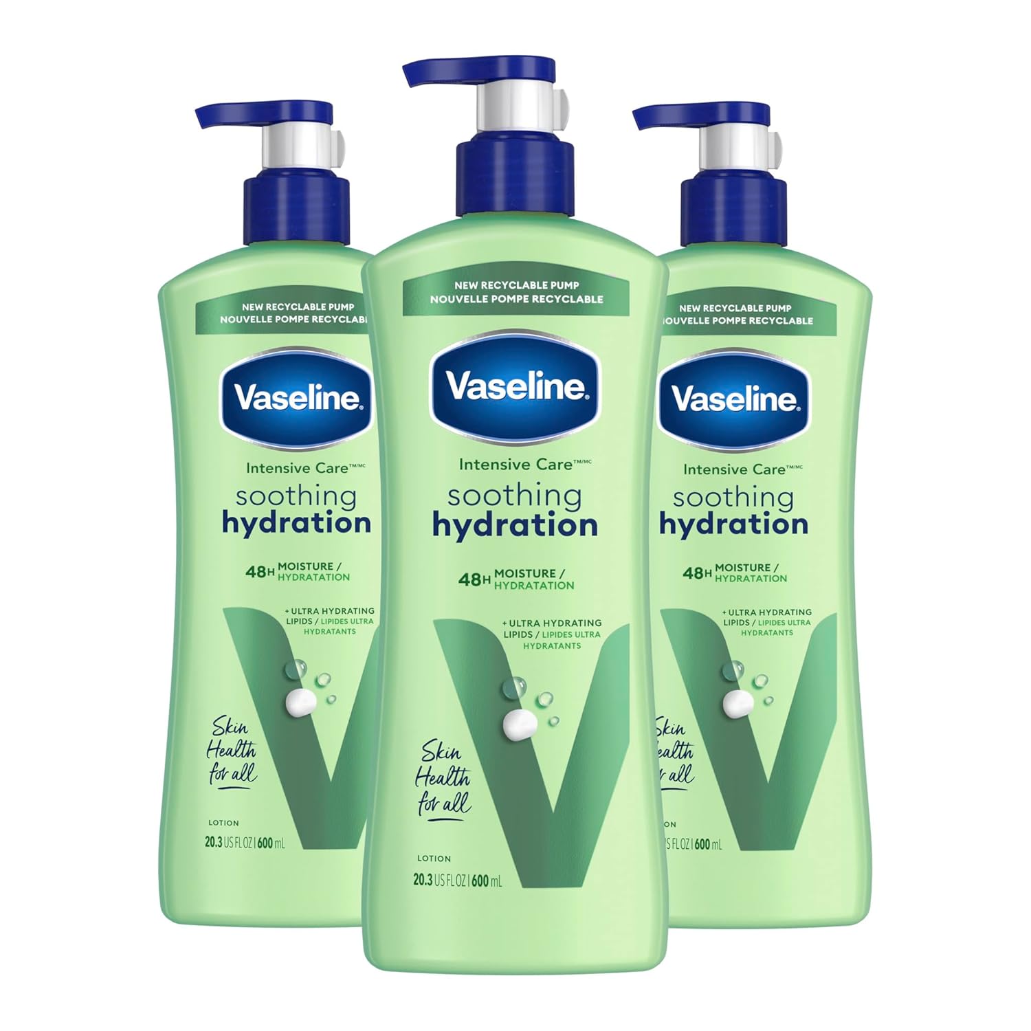 Vaseline Intensive Care Soothing Hydration body lotion 600 mL pump bottle green