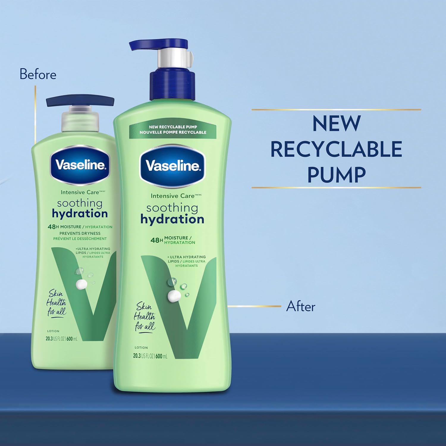 Vaseline Intensive Care Soothing Hydration body lotion 600 mL green pump bottle
