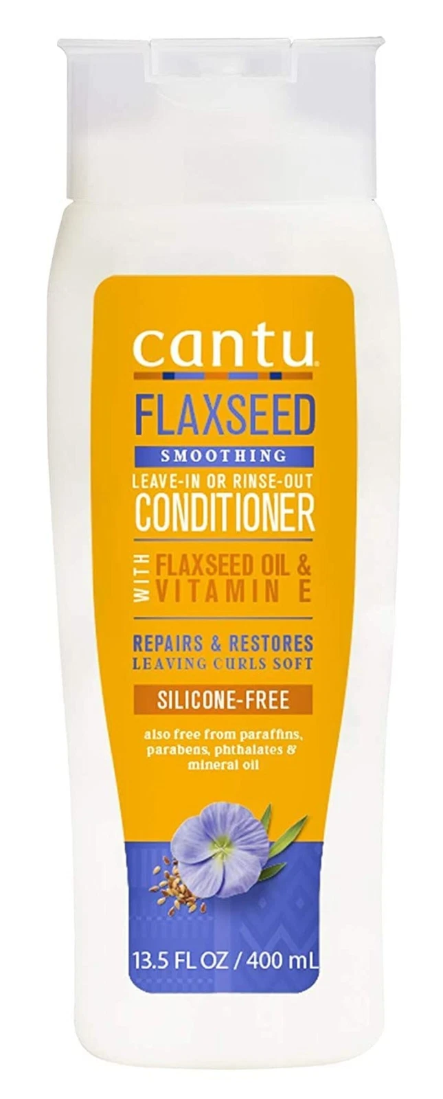 Cantu Flaxseed Smoothing Leave-In or Rinse-Out Conditioner 400ml bottle