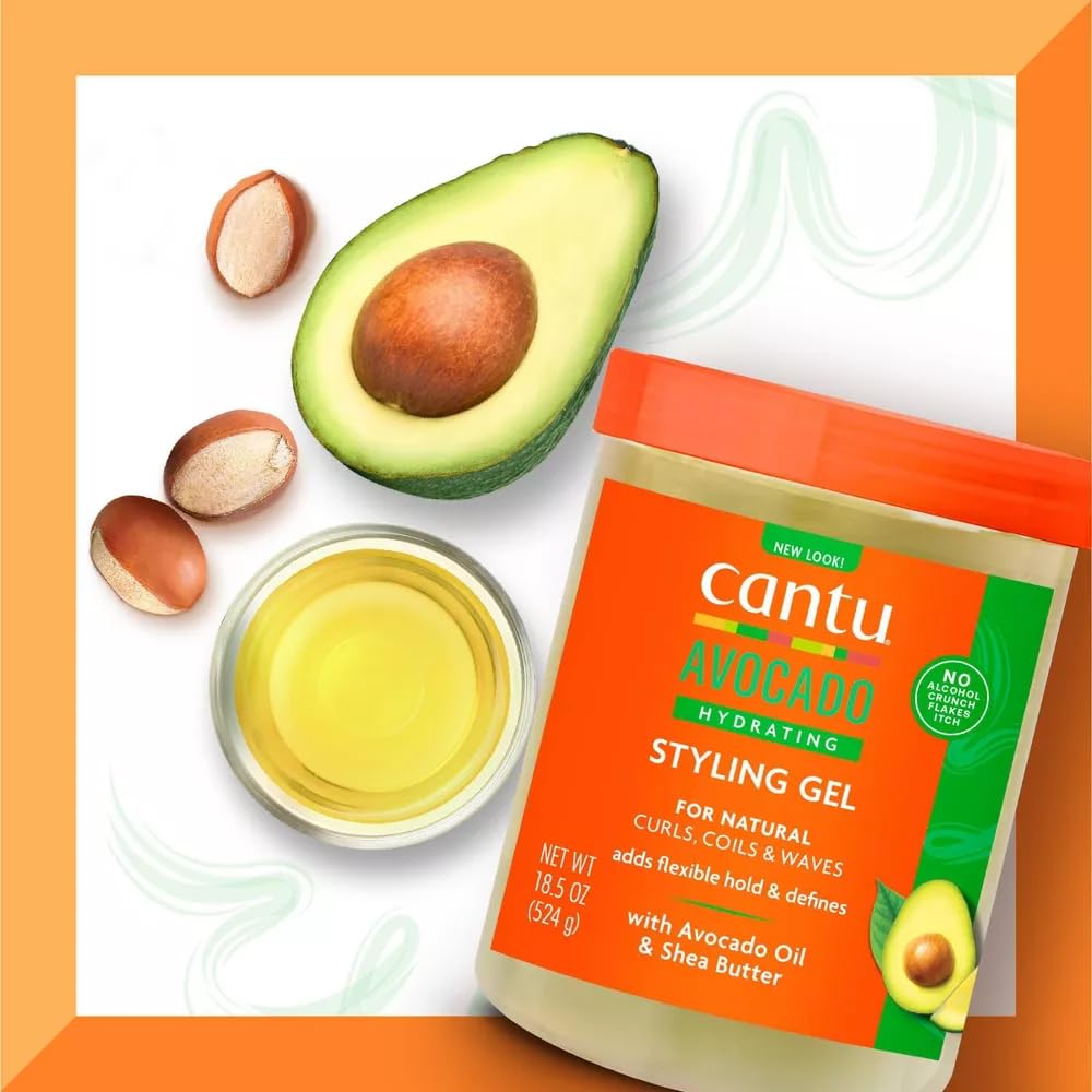 Cantu Avocado Hydrating Styling Gel for curls and coils 524 grams