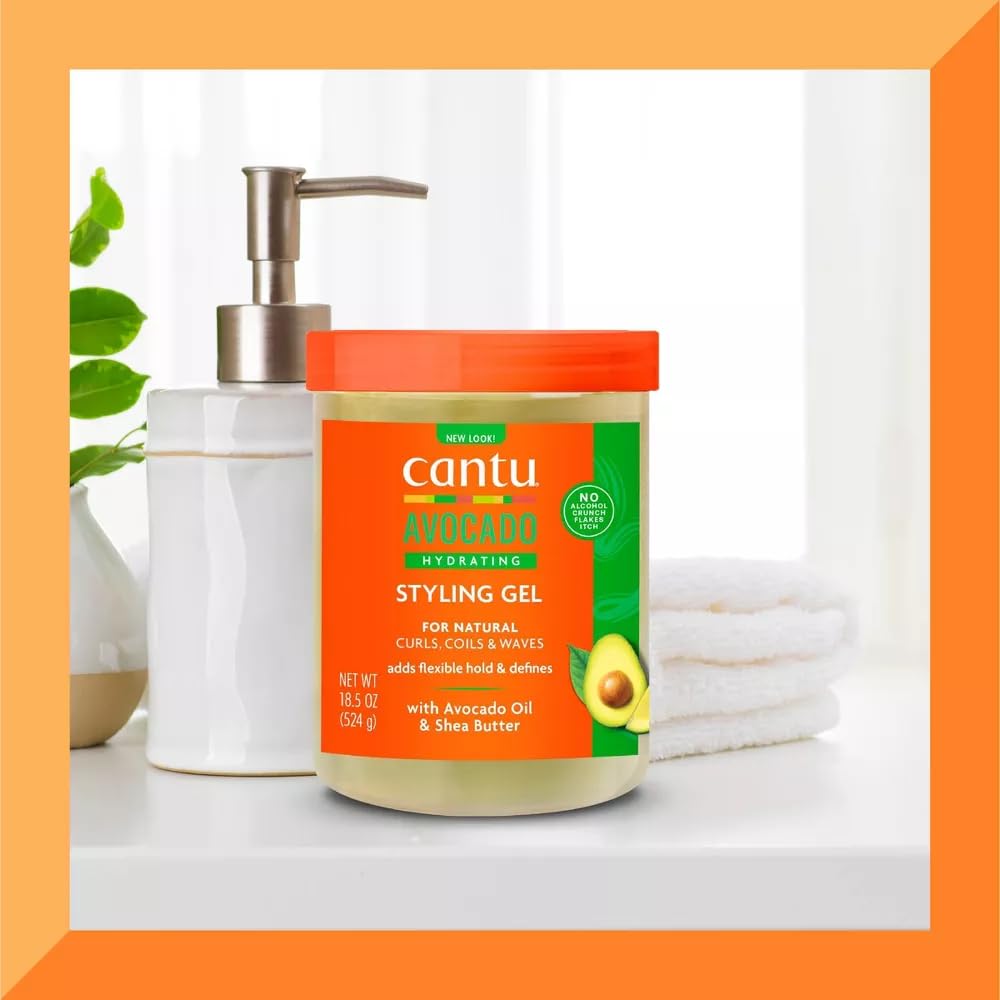 Cantu Avocado Hydrating Styling Gel with Shea Butter, 524 grams