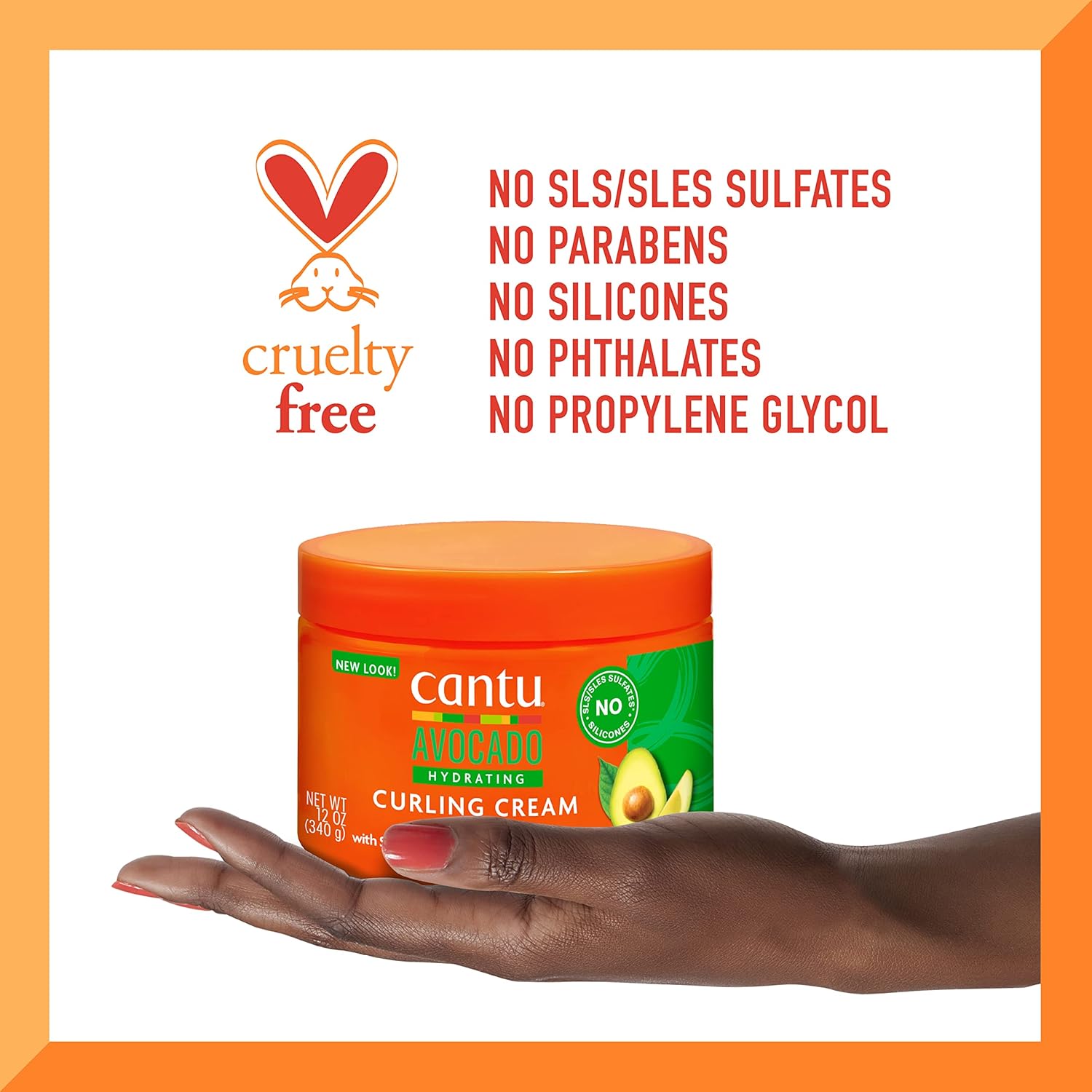 Cantu Avocado Hydrating Curling Cream 12oz jar with orange label