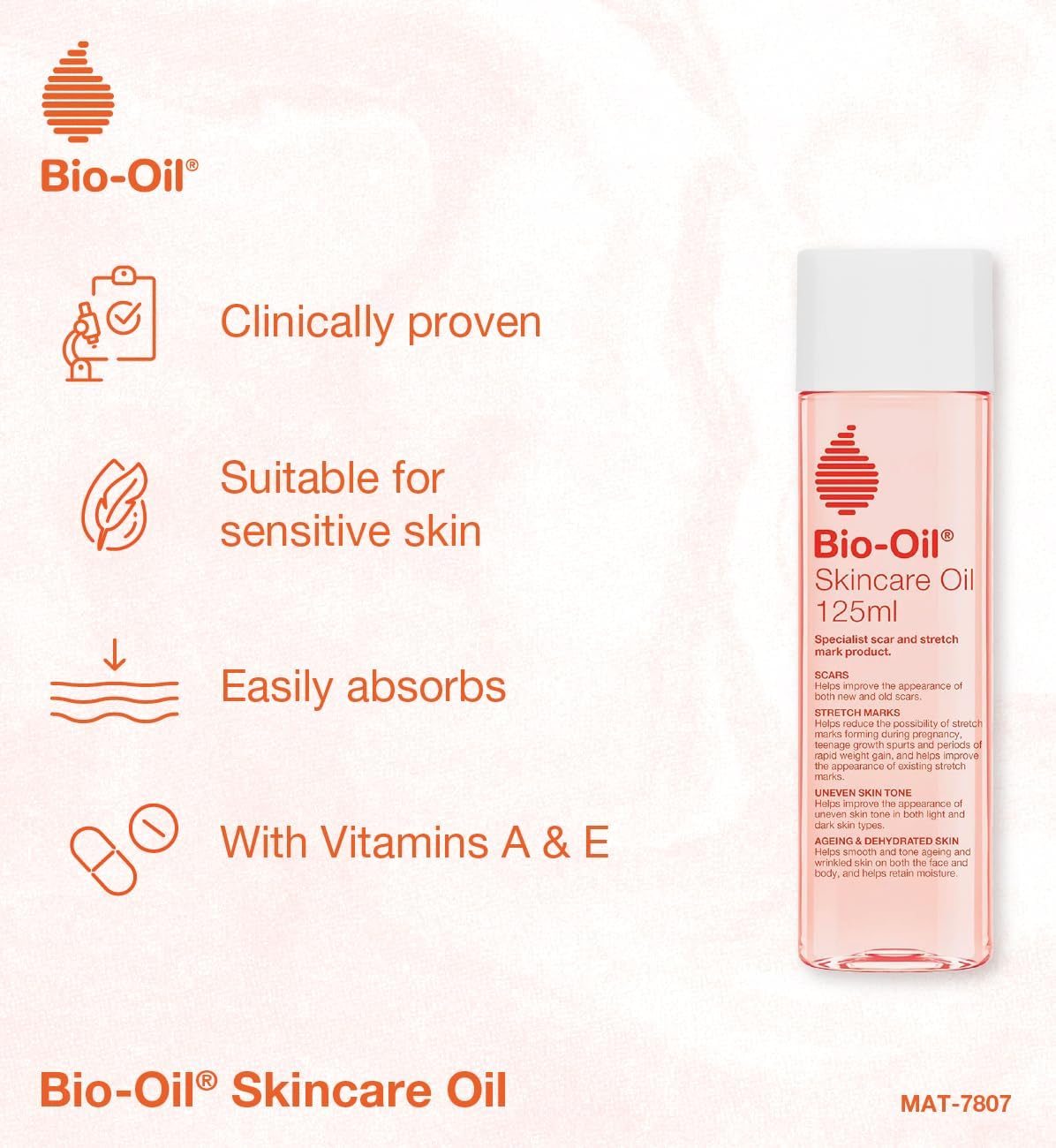 Bio-Oil Skincare Oil 125ml pink bottle with white cap