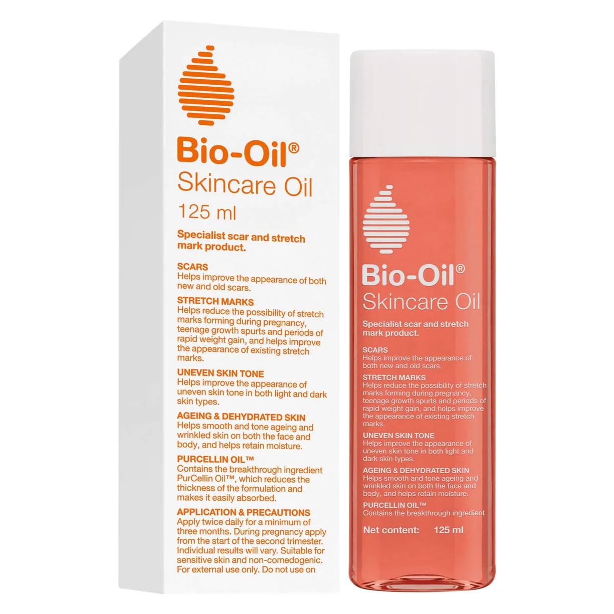 Bio-Oil Skincare Oil 125ml bottle with white cap and coral oil