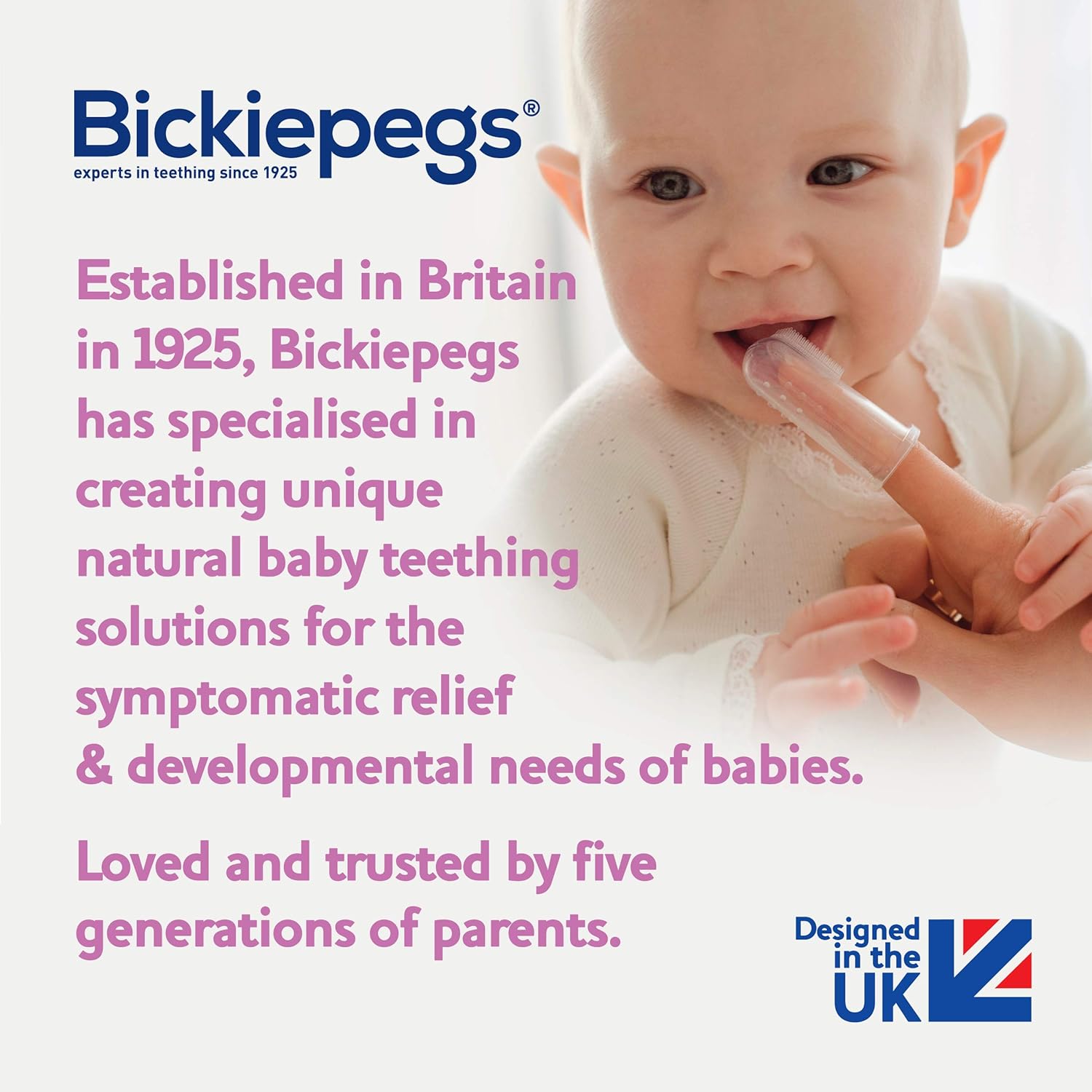 Bickiepegs finger toothbrush and gum massager twin pack for teething babies
