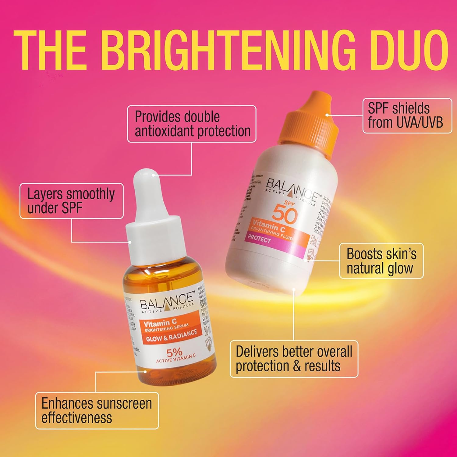 Balance Active Formula Vitamin C Brightening Serum with dropper bottle shown