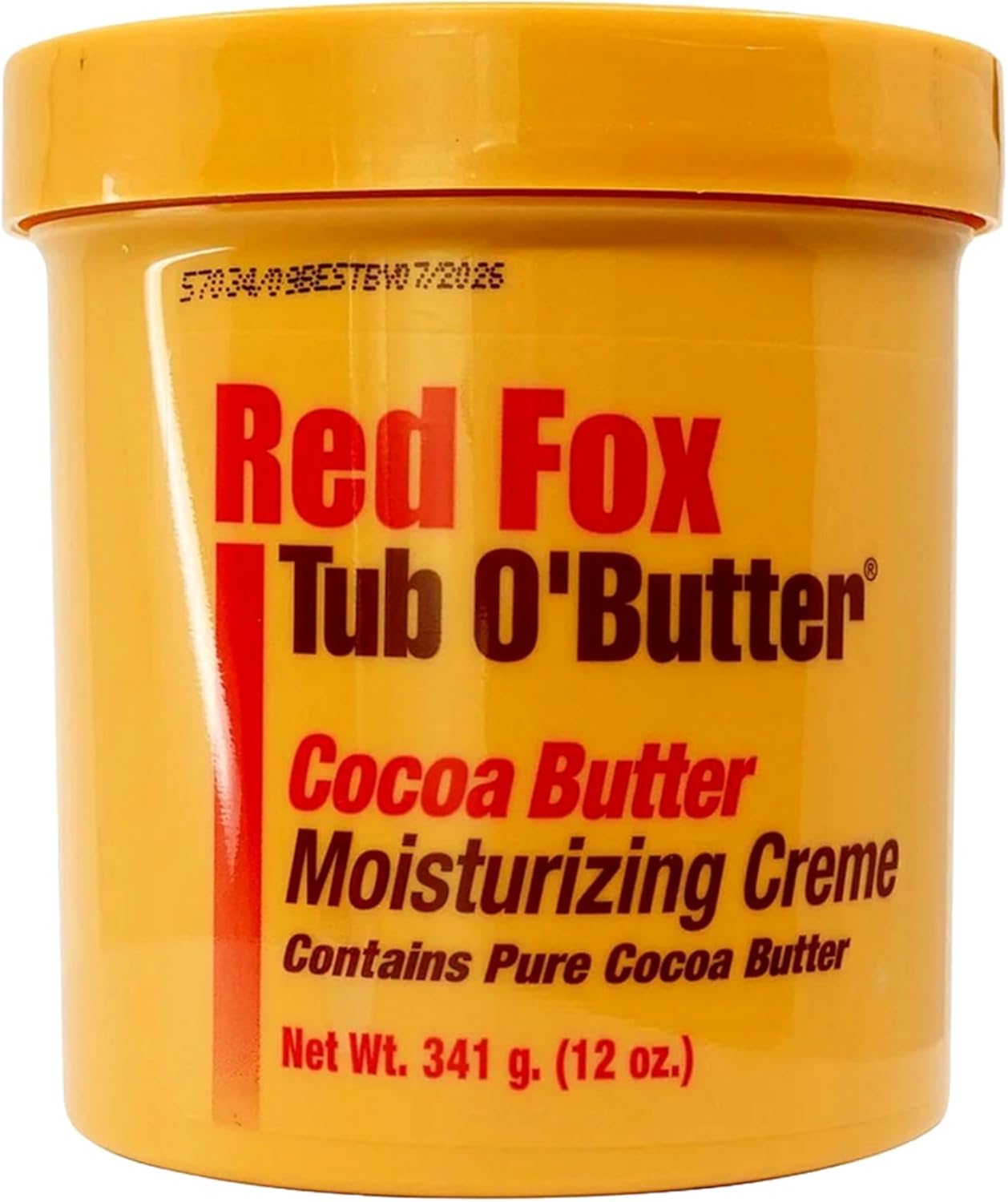 Red Fox Tub O'Butter Cocoa Butter Moisturising Creme 298g yellow jar