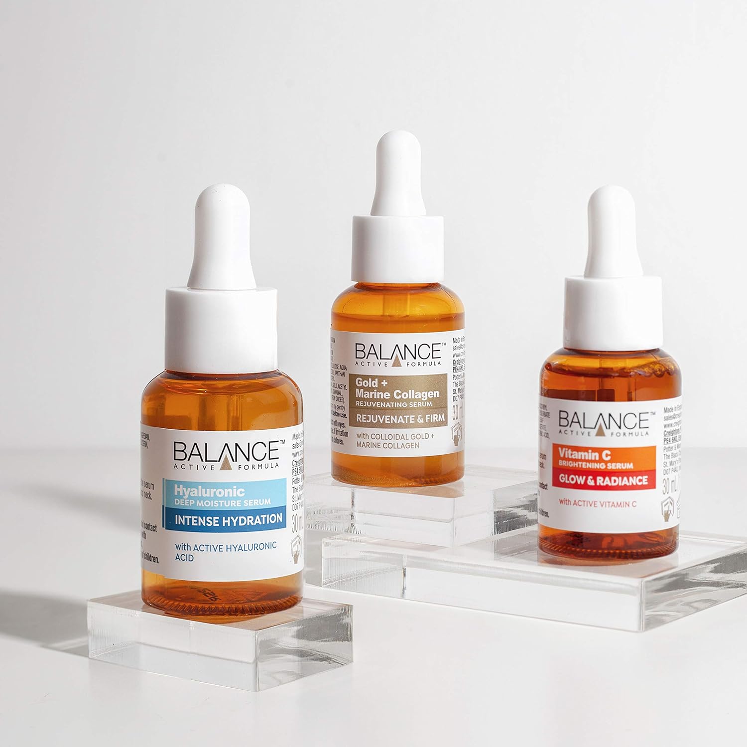 Balance Active Formula The Mighty Three serum set with three amber bottles