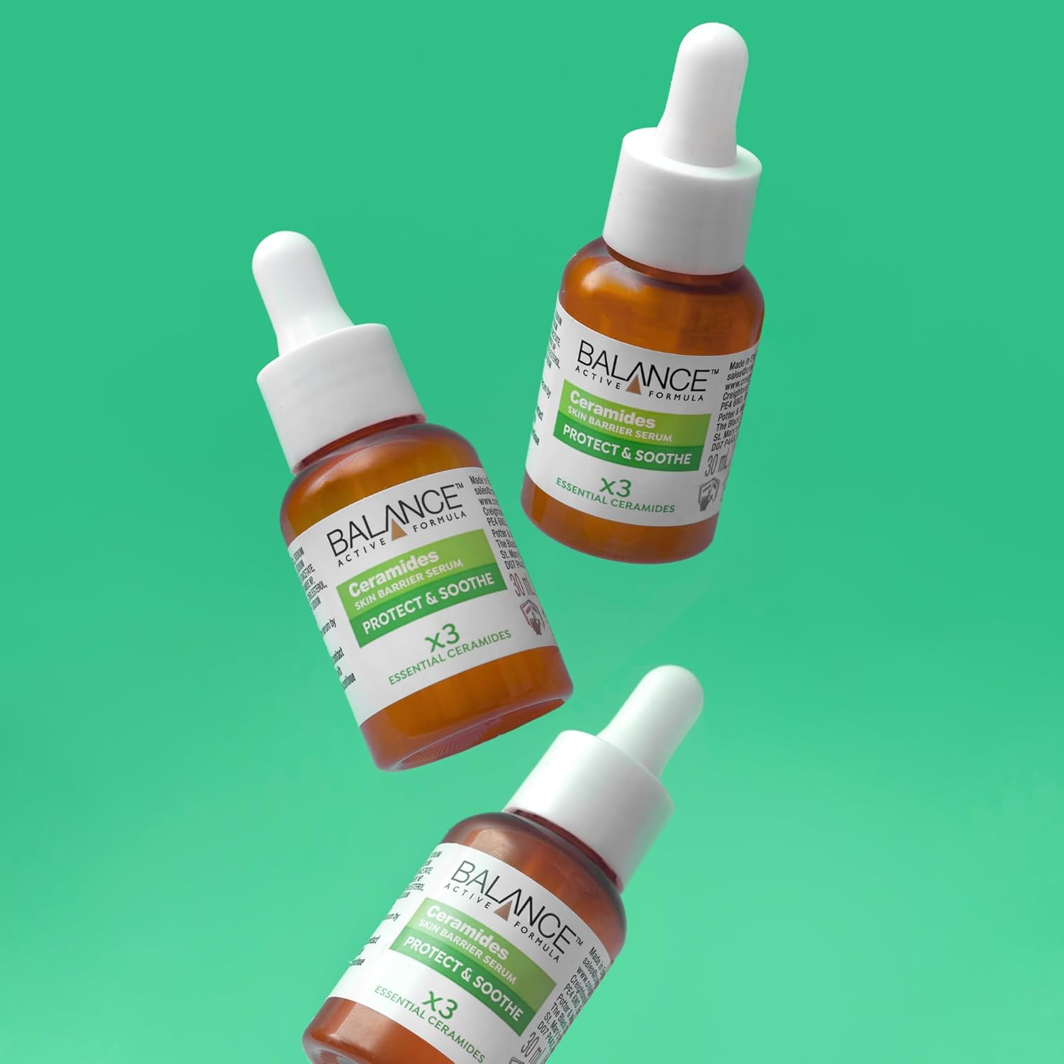 Balance Active Formula Ceramides serum 30ml amber bottles with white dropper caps