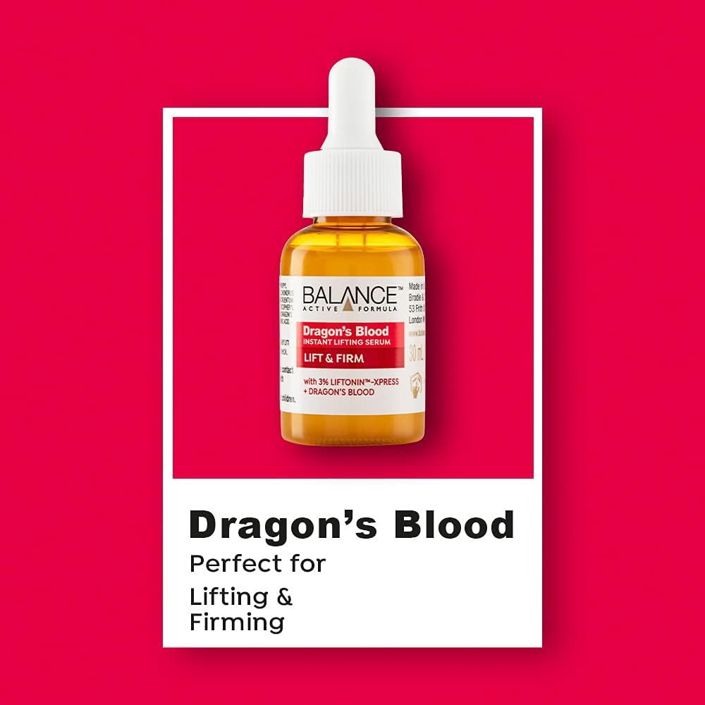 Balance Active Formula Dragon's Blood Instant Lifting Serum golden bottle with dropper
