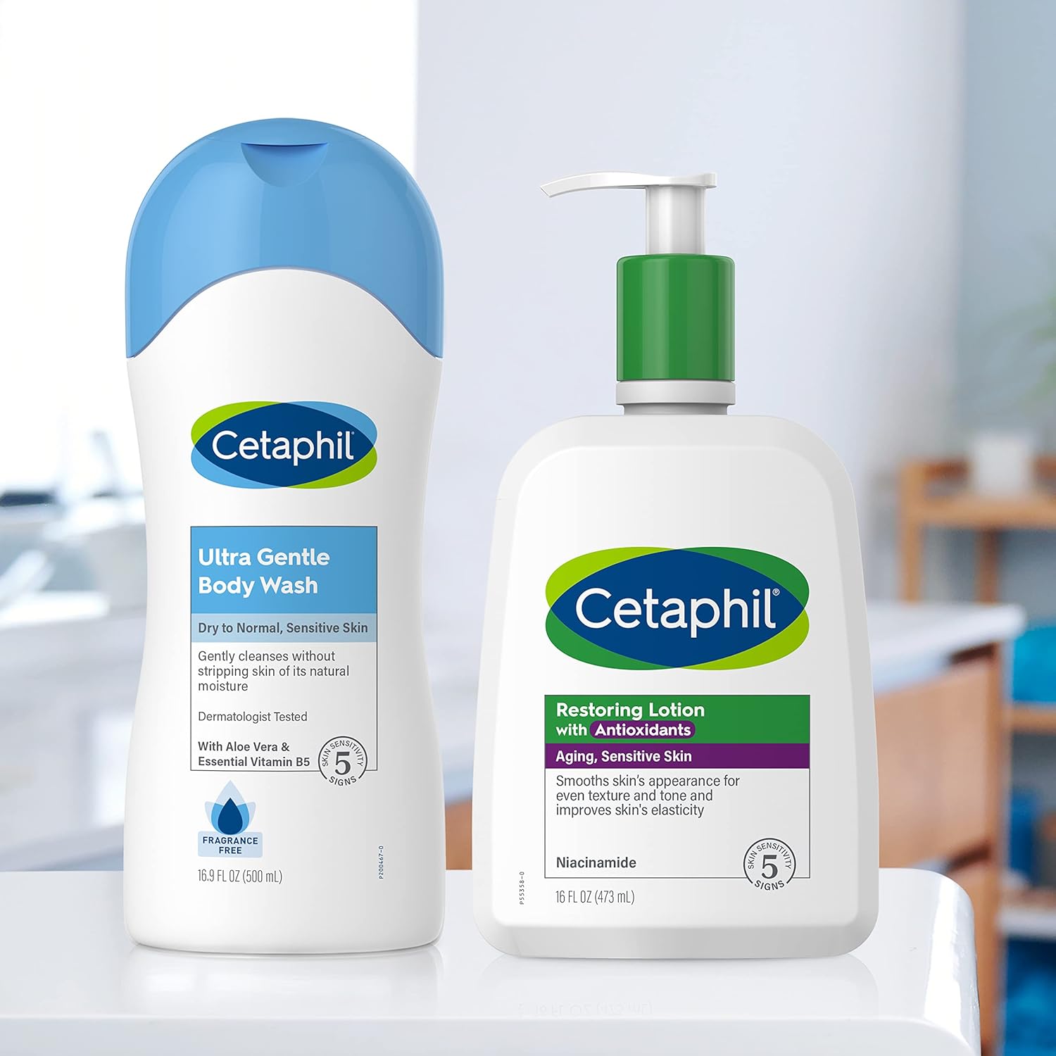 Cetaphil Restoring Lotion with Antioxidants 473ml pump bottle green cap