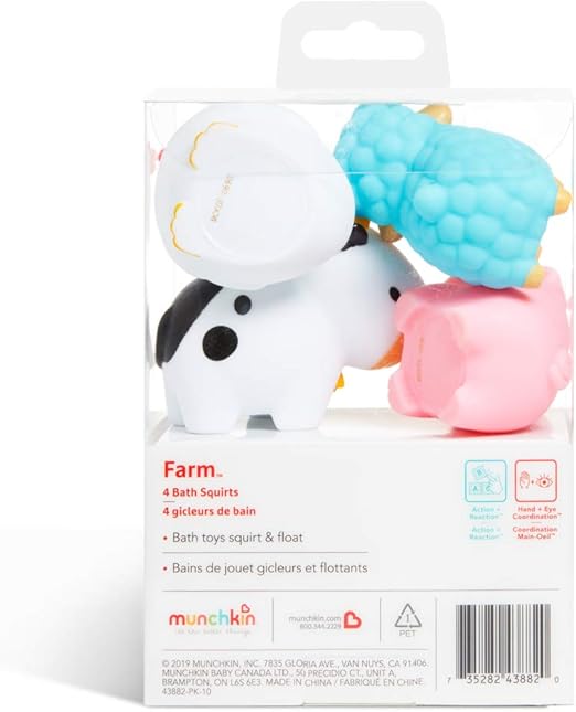 Munchkin Farm Bath Squirts 4 pack cow pig sheep squirt toys 9M+