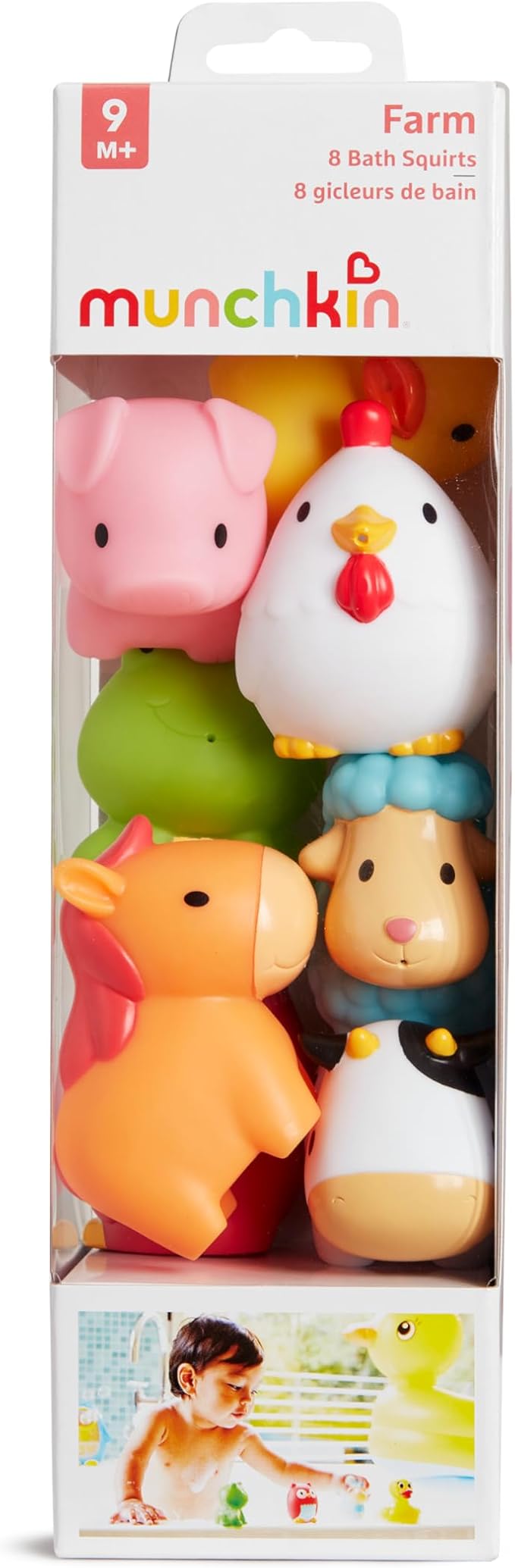 Munchkin Farm Animal Squirts eight pack bath toys for babies nine months plus