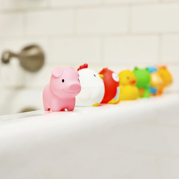 Munchkin Farm Animal Squirts eight pack colourful bath toys for babies
