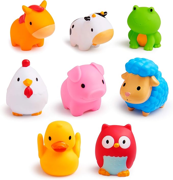 Munchkin Farm Animal Squirts eight pack bath toys for babies nine months plus