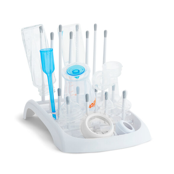 Munchkin Deluxe Drying Rack white with multiple pegs and compartments