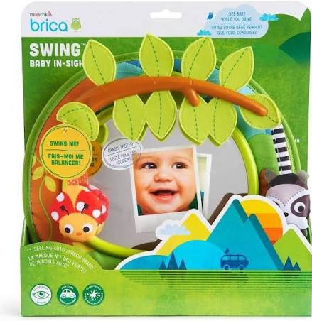 Munchkin Brica Swing Baby In-Sight car mirror with yellow leaf designs