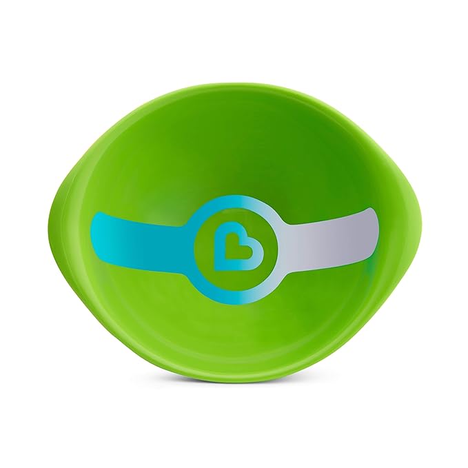 Munchkin White Hot green bowl with temperature-sensing handles, 3-pack for 12+ months