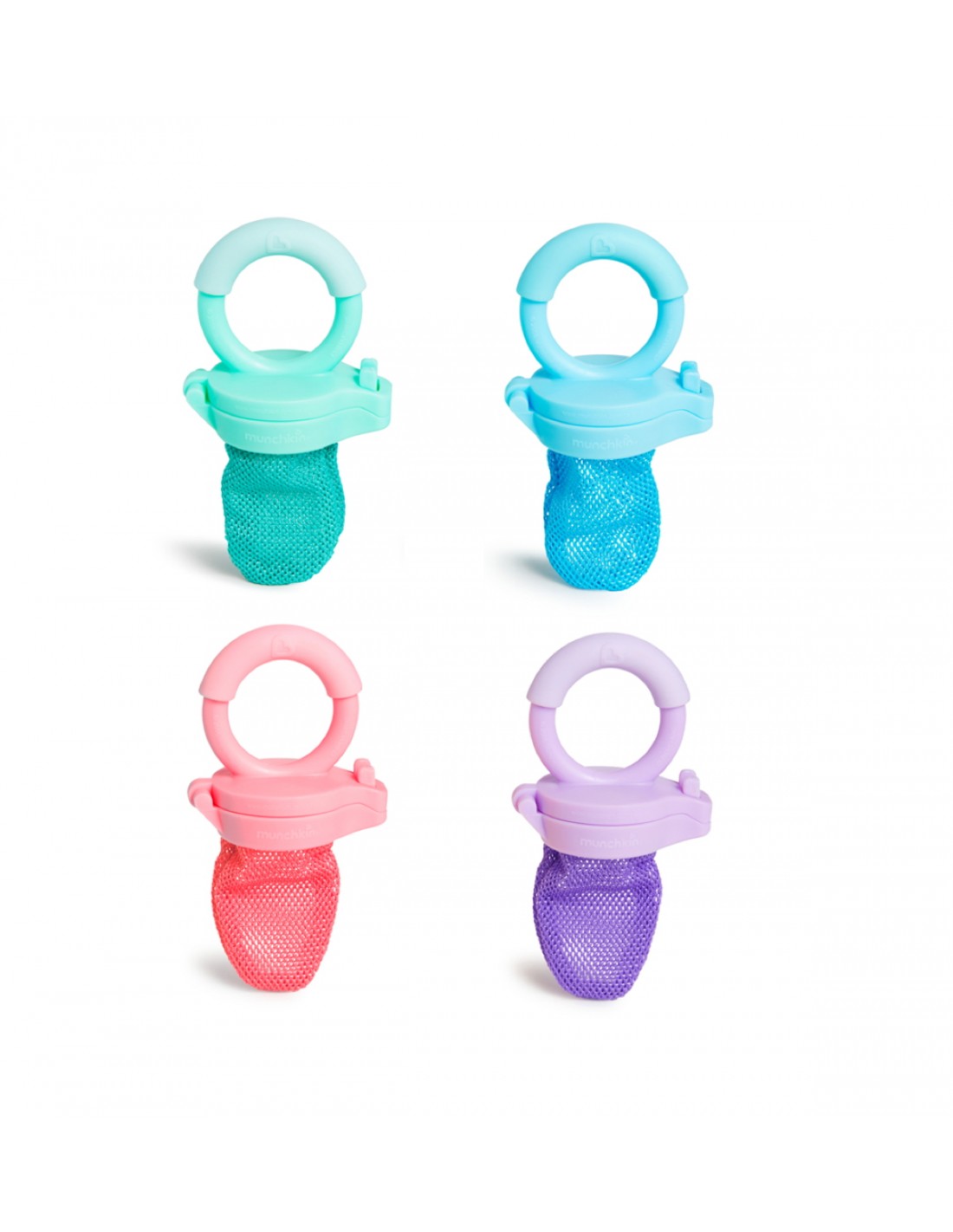 Munchkin Fresh Food Feeder in turquoise, blue, pink and purple colours
