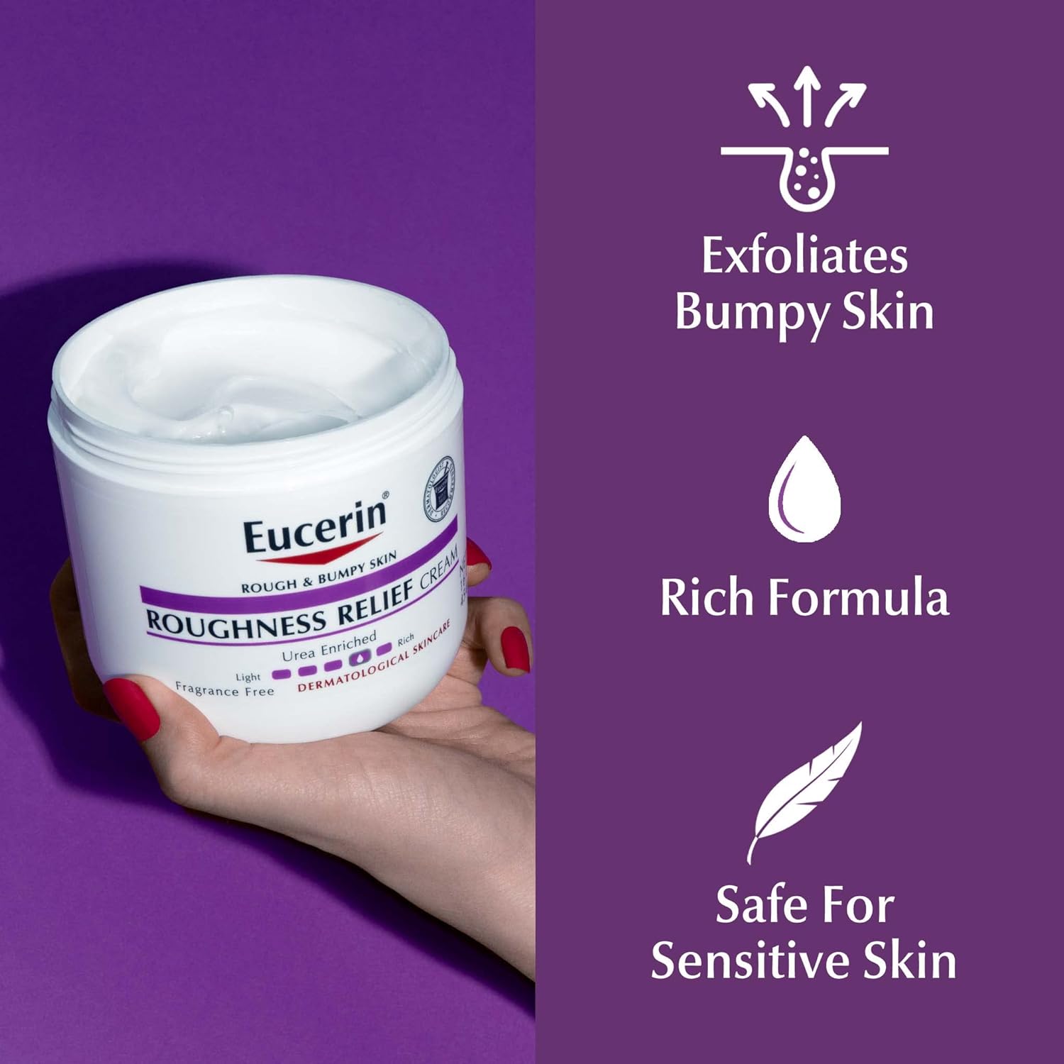 Eucerin Roughness Relief Cream 454g jar, urea enriched moisturiser