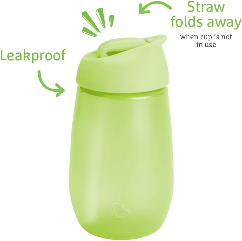 Munchkin Simple Clean lime green straw cup 296ml leakproof foldaway straw