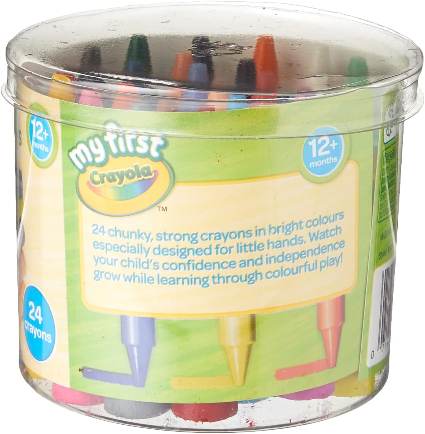 I notice the image shows Crayola crayons, not the Ellie and Raff Hooded Baby Towel mentioned in the product name. I'll write alt text for what's actually visible:

My First Crayola 24 chunky crayons in bright colours for twelve months plus