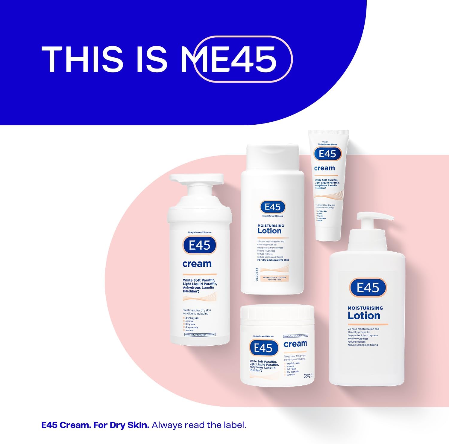E45 Dermatological Cream white 350g pump bottle for dry skin
