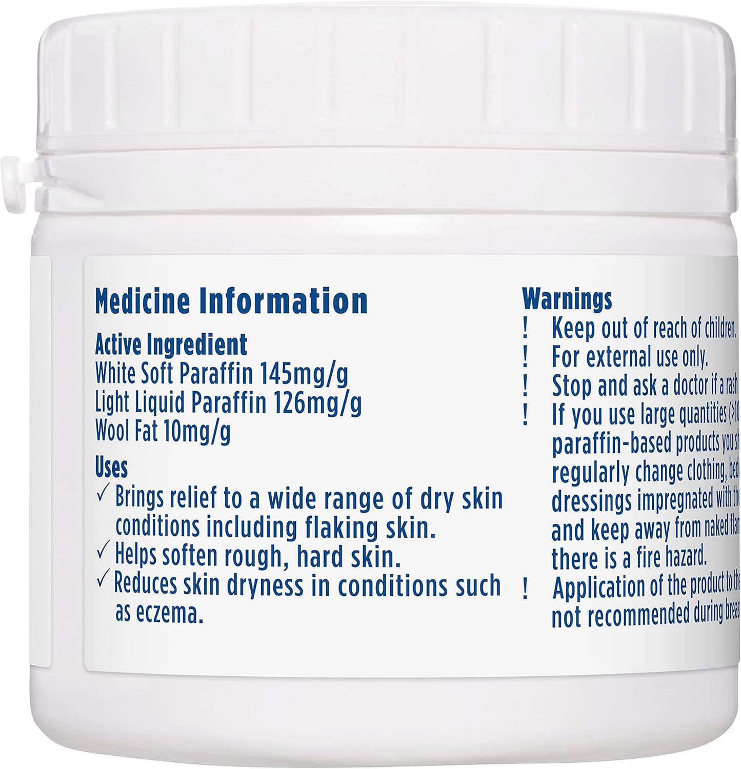 E45 Dermatological Cream 125g white jar with white lid