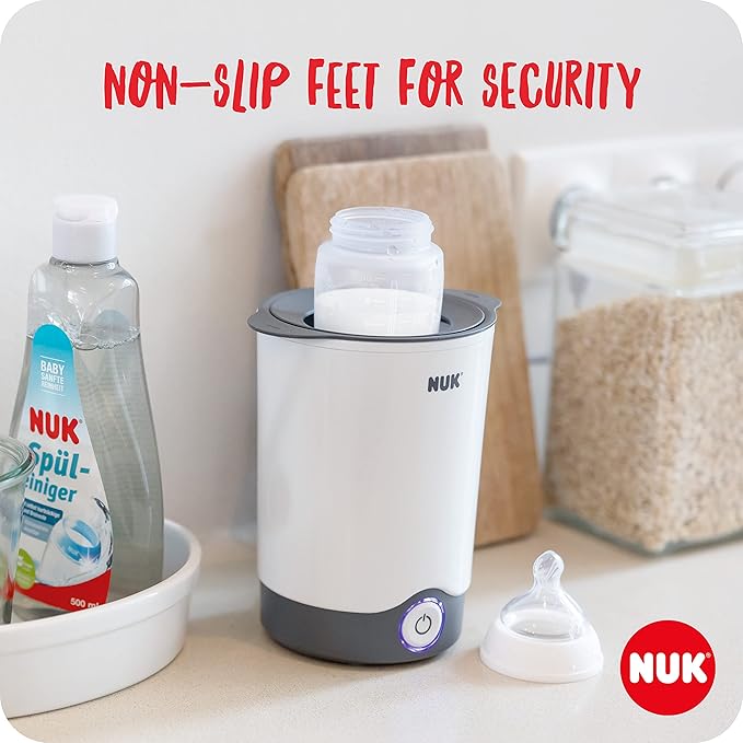 Nuk Thermo Express white bottle warmer with non-slip feet and power button