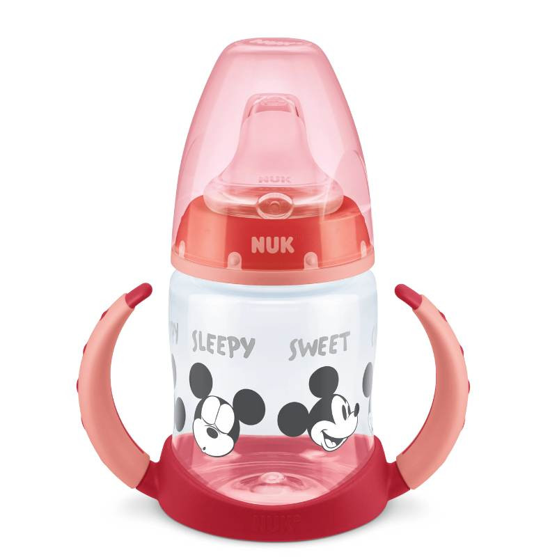 Nuk First Choice Learner Bottle 150ml pink with handles for six to eighteen months