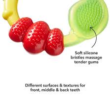 Nuby Wacky Teething Ring red bumpy silicone with green bristle side