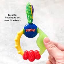 Nuby Wacky Teething Ring with multiple textured surfaces for babies three months plus