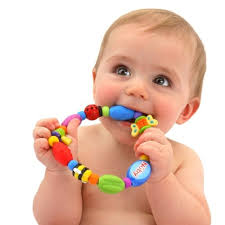 Nuby Bug-a-Loop teether with colourful beads for babies three months and older