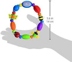 Nuby Bug-a-Loop multicoloured teether ring with beads and textures for babies three months plus