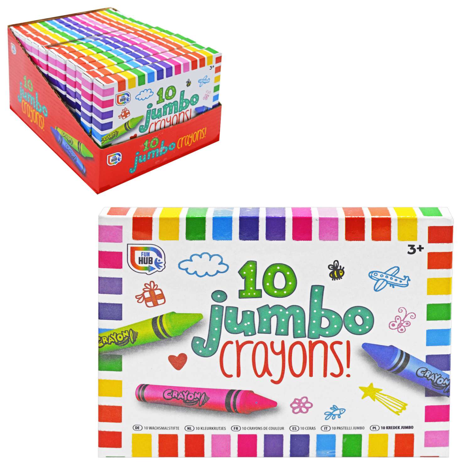 Grafix Jumbo Crayons 10 pack multicoloured thick crayons for children