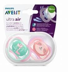 Philips Avent Ultra Air 18m+ twin pack soothers in pink and green