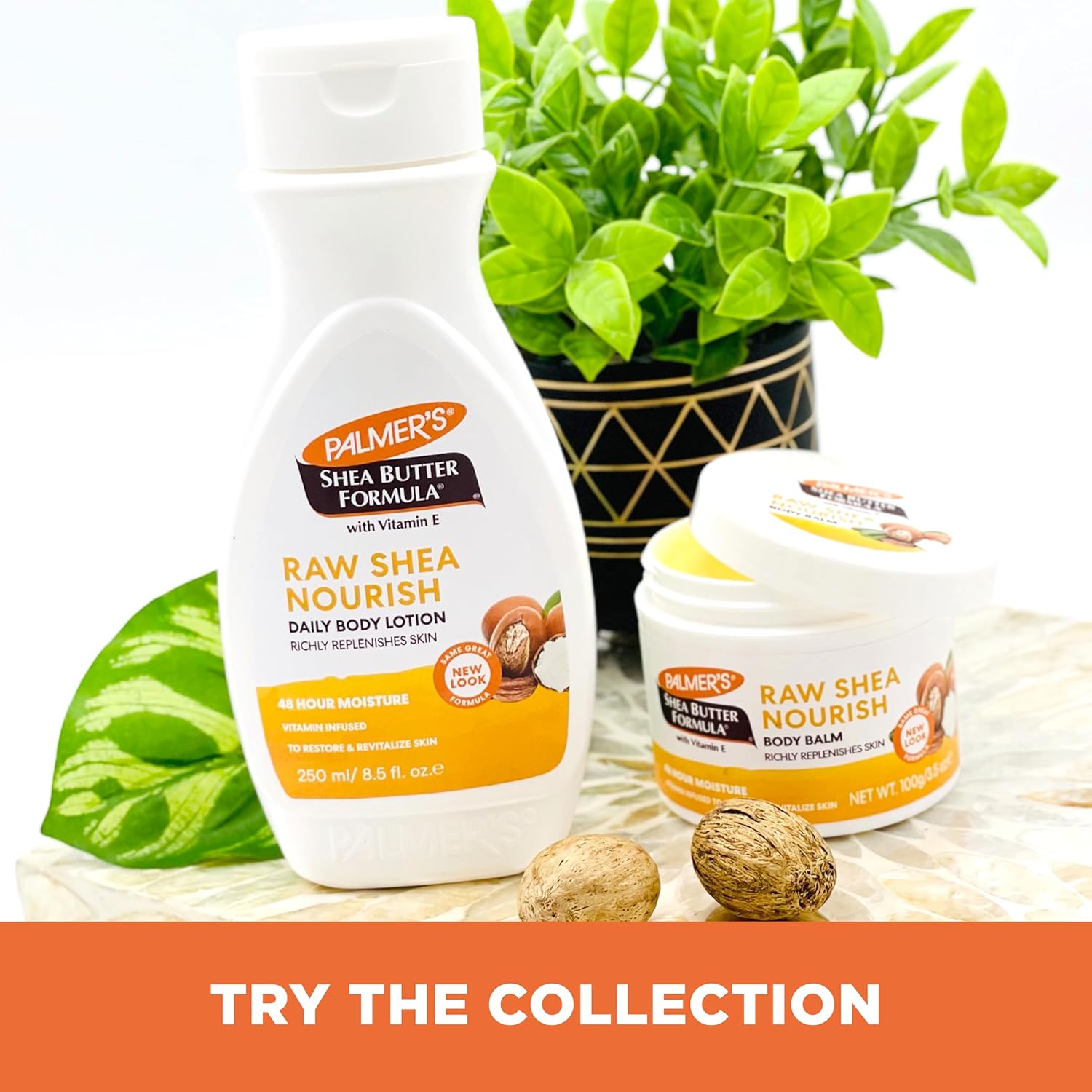 Palmer's Raw Shea Nourish Daily Body Lotion 250ml white bottle with orange label