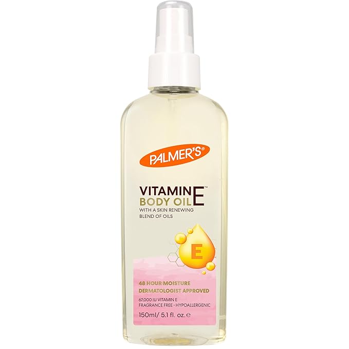 Palmer's Natural Vitamin E Body Oil 150ml spray bottle with white cap