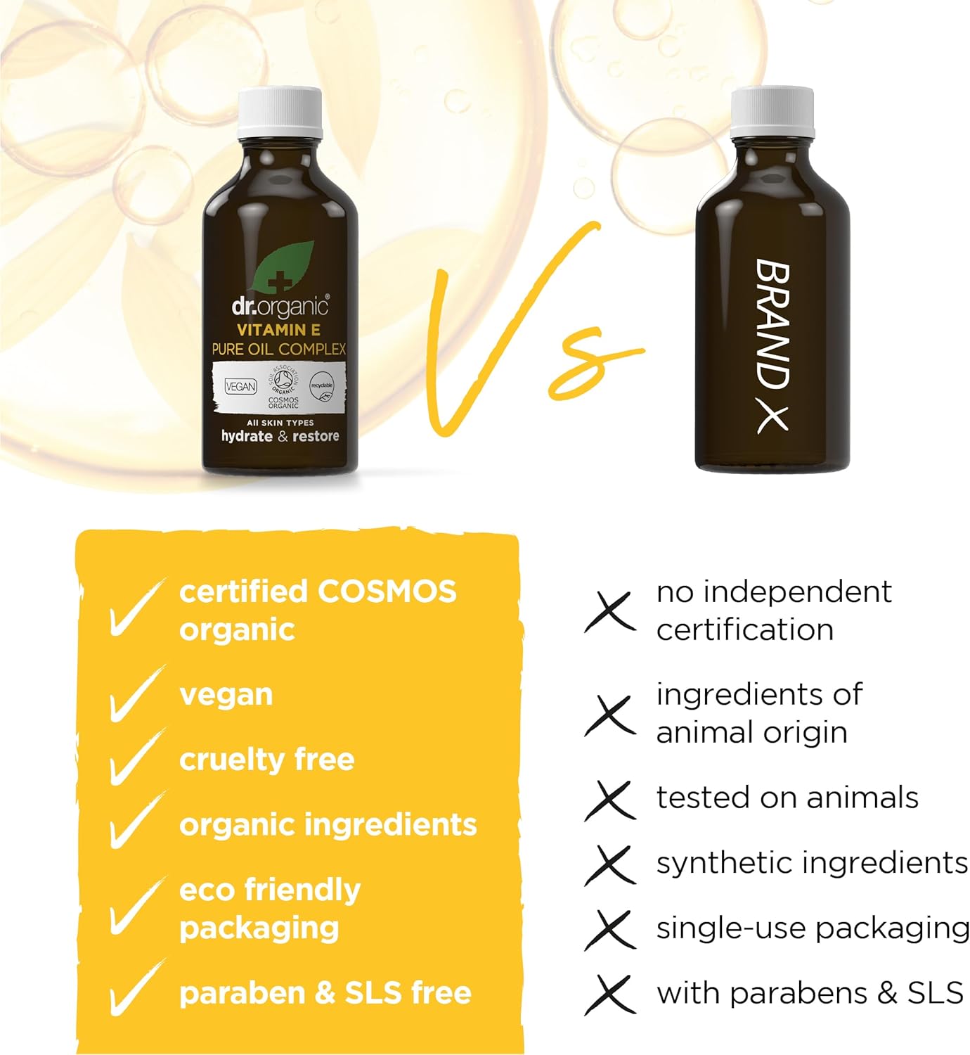 Dr. Organic Vitamin E Pure Oil Complex 50ml dark glass bottle with white cap