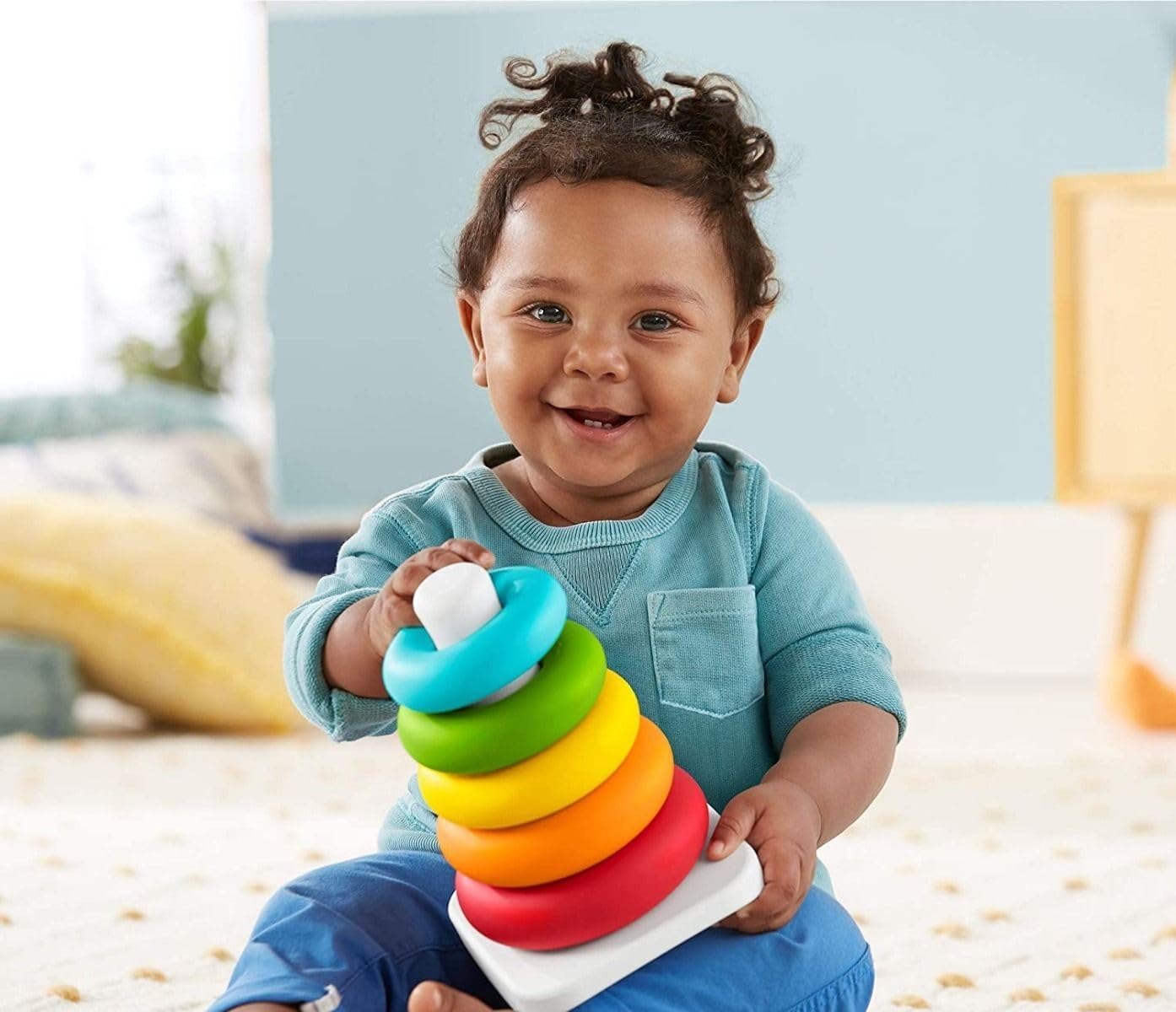 Fisher-Price Rock-a-Stack coloured ring stacking toy for babies