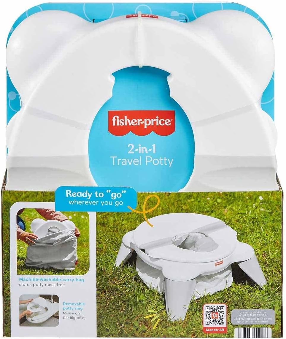 Fisher-Price 2-in-1 Travel Potty blue and white with carry bag