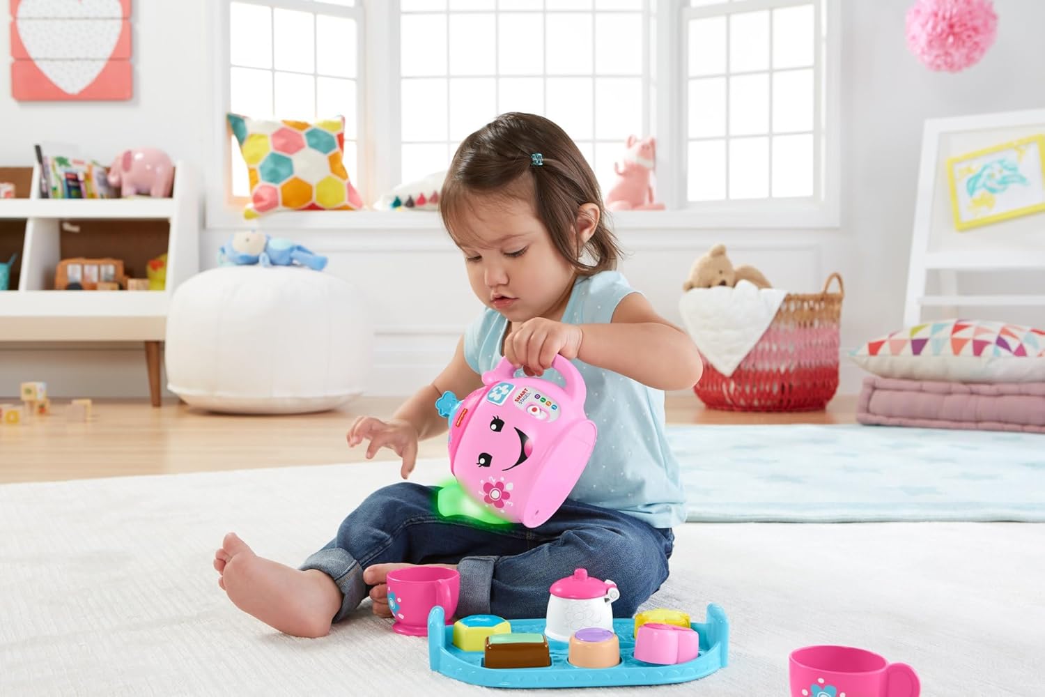 Fisher-Price Laugh & Learn Sweet Manners pink tea set with interactive teapot