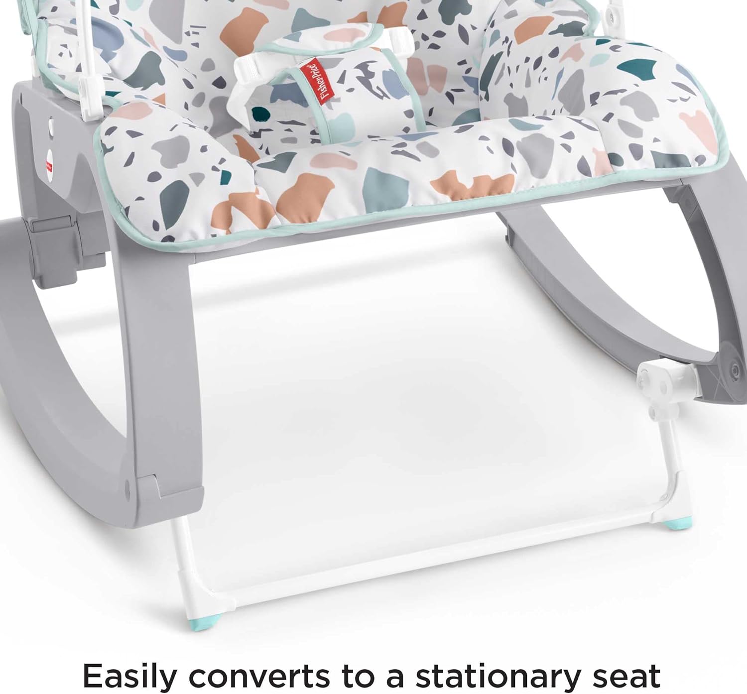 Fisher-Price Deluxe Infant-to-Toddler Rocker with patterned seat and grey frame