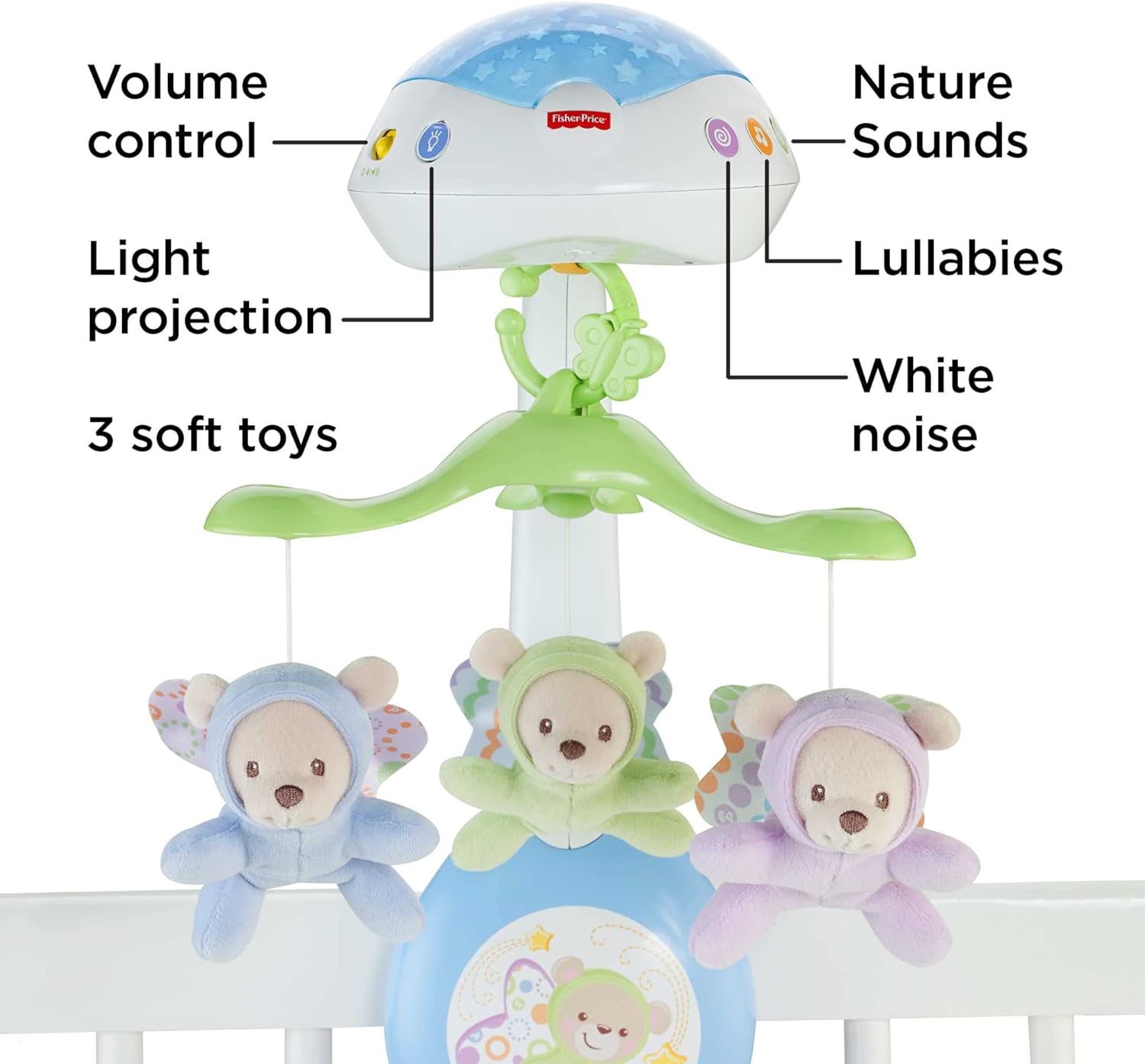 Fisher-Price Butterfly Dreams 3-in-1 Projection Mobile with soft toys