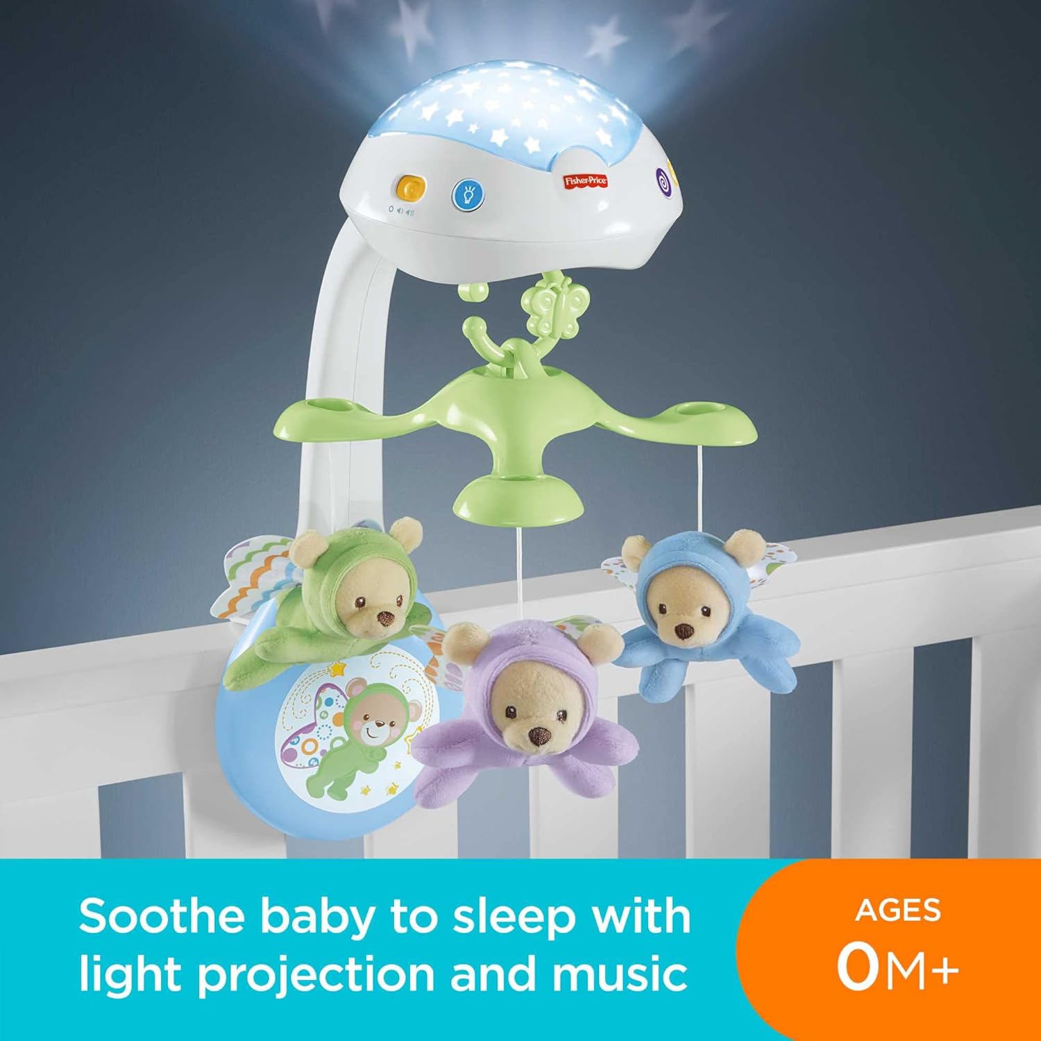 Fisher-Price Butterfly Dreams 3-in-1 Projection Mobile with hanging toys