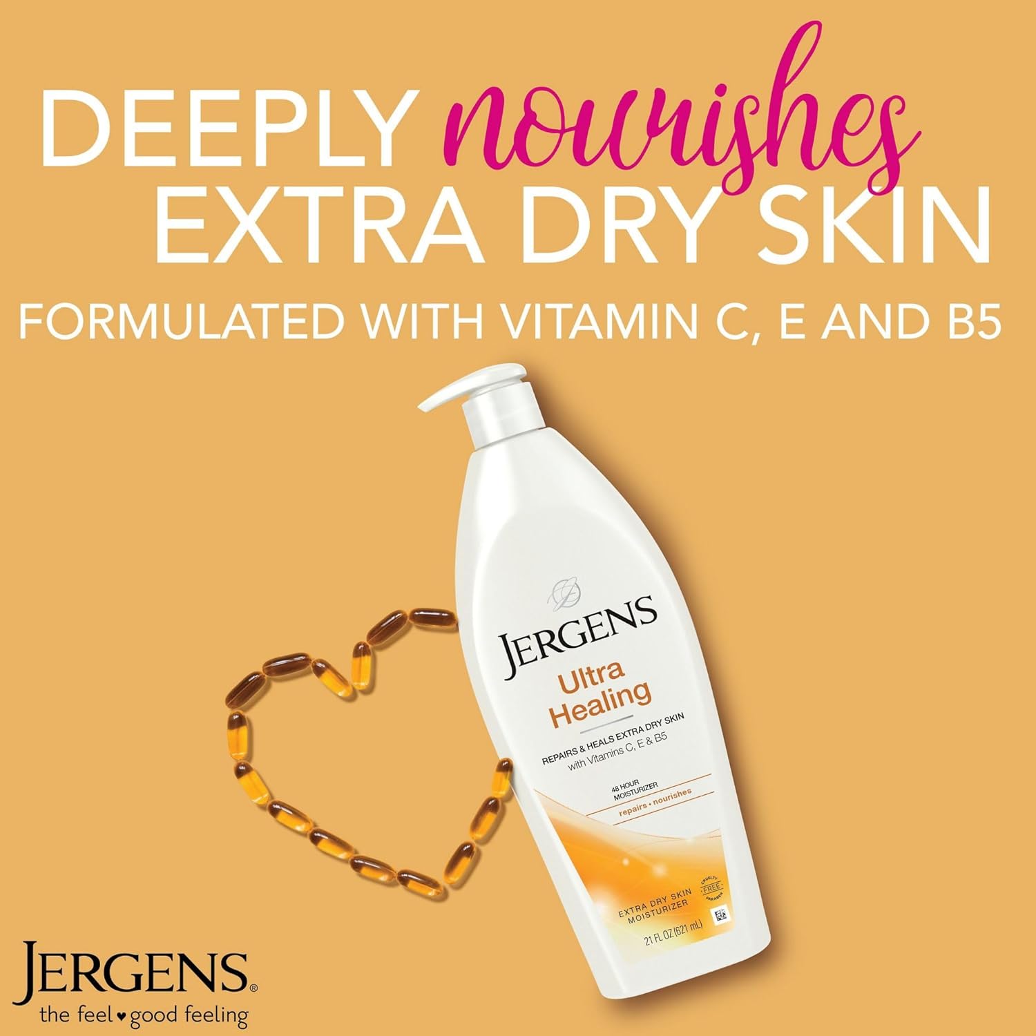 Jergens Ultra Healing dry skin moisturiser 621g pump bottle with vitamins