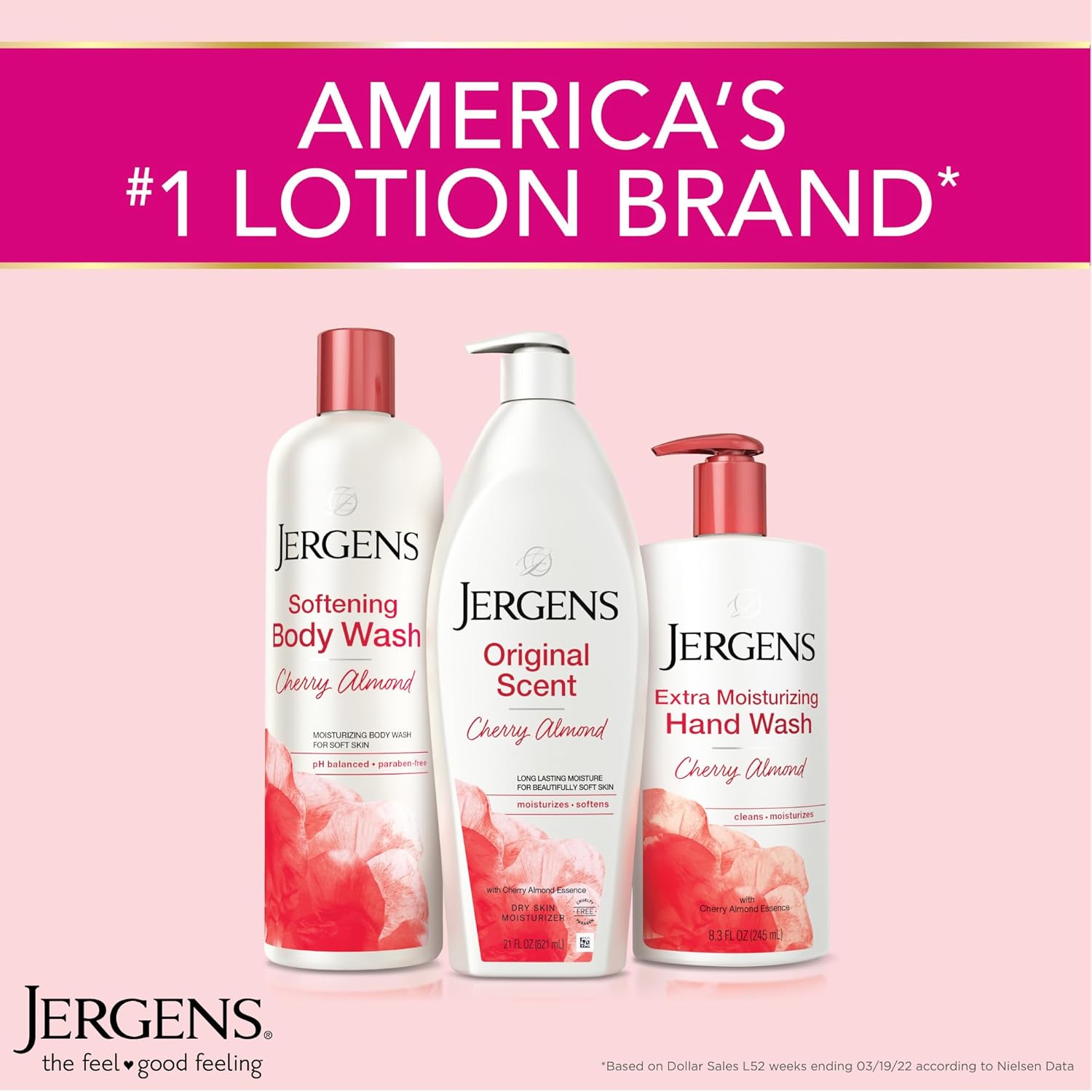 Jergens Original Scent dry skin moisturiser 621ml with cherry almond essence