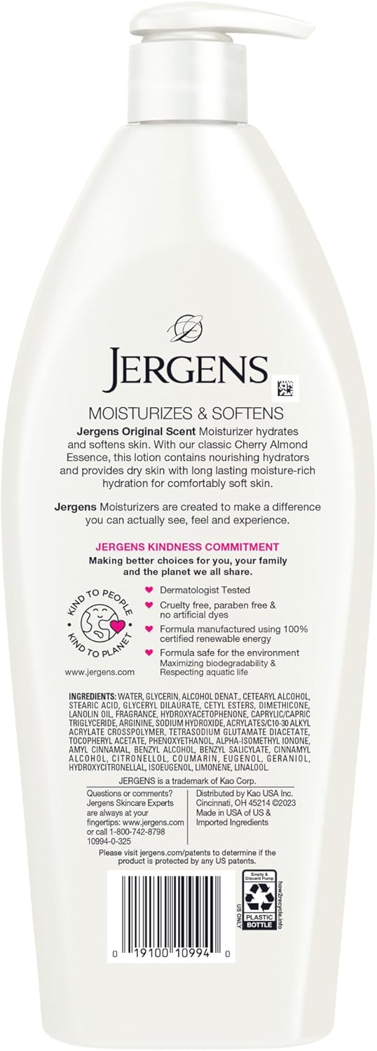 Jergens Original Scent Dry Skin Moisturizer 621ml pump bottle lotion